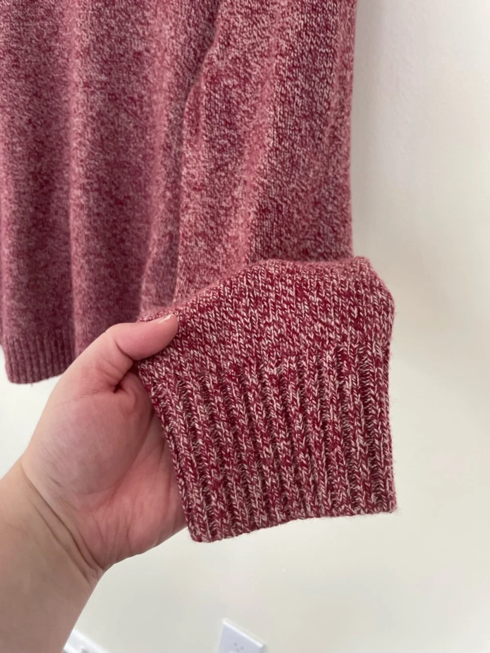 J Crew Rugged Merino Wool-Blend Marled Sweater Red XL Extra Large Cree Neck